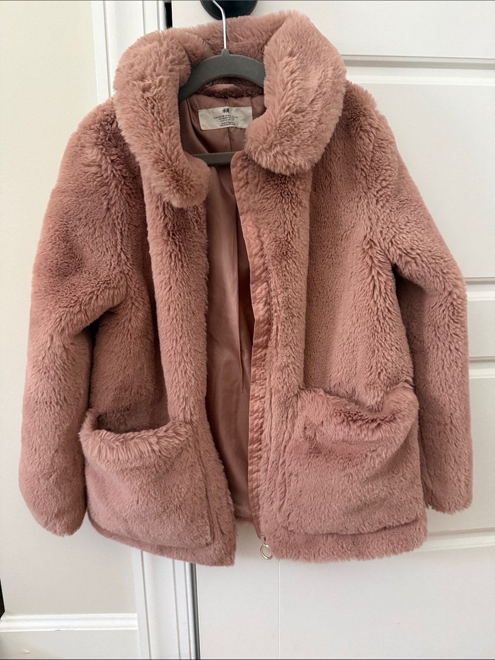 H&M Pink Faux Fur Coat Jacket